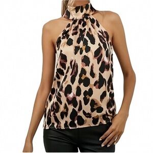 Leopard Print Halter Neck Top